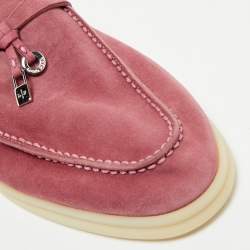 Pre Owned Loro Piana Pink Suede Babouche Charms Walk Sandals Size 37