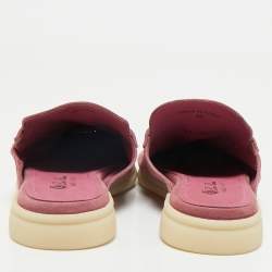Pre Owned Loro Piana Pink Suede Babouche Charms Walk Sandals Size 37