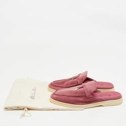 Pre Owned Loro Piana Pink Suede Babouche Charms Walk Sandals Size 37