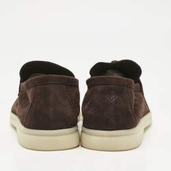 Pre Owned Loro Piana Brown Suede Summer Charms Walk Loafers Size 39