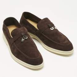 Pre Owned Loro Piana Brown Suede Summer Charms Walk Loafers Size 39
