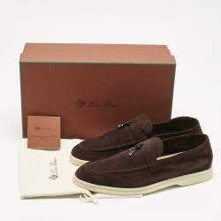Pre Owned Loro Piana Brown Suede Summer Charms Walk Loafers Size 39