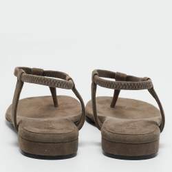 Pre Owned Loro Piana Grey Suede Mindil Slingback Thong Sandals Size 38