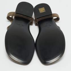 Pre Owned Loro Piana Grey Suede Mindil Slingback Thong Sandals Size 38