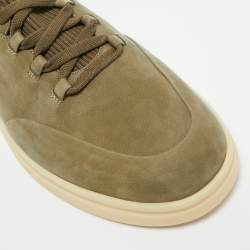 Pre Owned Loro Piana Green Nubuck Leather Soho Walk Lace Up Sneakers Size 41.5