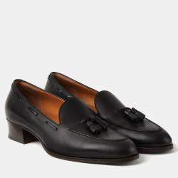 Pre Owned Loro Piana Serge Tassel 40 Black Calfskin Loafer