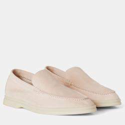 Pre Owned Loro Piana Summer Walk 39 Light Petal Suede Loafer
