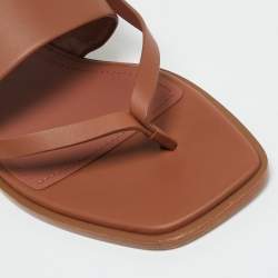 Pre Owned Loro Piana Brown Leather Flat Slingback Sandals Size 38.5