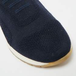 مملوكة مسبقًا Loro Piana 360 LP Flexy Walk Size 35.5 Navy Blue Knit Fabric Slip On Sneakers