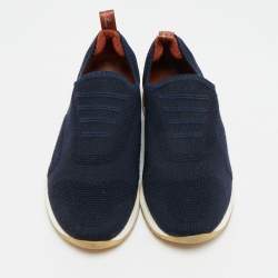 مملوكة مسبقًا Loro Piana 360 LP Flexy Walk Size 35.5 Navy Blue Knit Fabric Slip On Sneakers