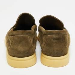 Pre Owned حذاء لوفرز لورو بيانا سمر تشارمز ووك سويدي أخضر داكن مقاس 37