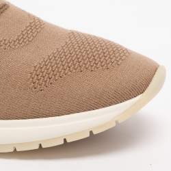 Pre Owned Loro Piana 360 LP Flexy Walk Size 37 Brown Stretch Knit and Suede Slip On Sneakers