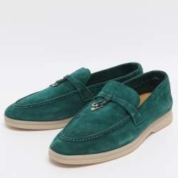 مملوكة مسبقًا حذاء لوفرز لورو بيانا سويدي أخضر صيفي ووك شارمز مقاس 36