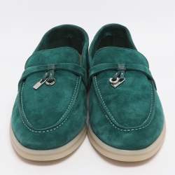 مملوكة مسبقًا حذاء لوفرز لورو بيانا سويدي أخضر صيفي ووك شارمز مقاس 36