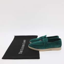 مملوكة مسبقًا حذاء لوفرز لورو بيانا سويدي أخضر صيفي ووك شارمز مقاس 36