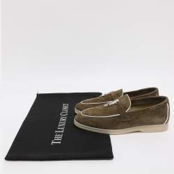 مملوكة مسبقًا Loro Piana Summer Charms Walk Size 36 Green Suede Loafers