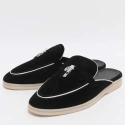 Pre Owned Loro Piana Summer Charms Walk Size 37 Black Suede Sandals