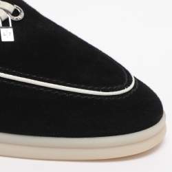 Pre Owned Loro Piana Summer Charms Walk Size 37 Black Suede Sandals