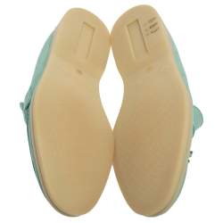 Pre Owned Loro Piana Turquoise Blue Suede Summer Charms Walk Moccasin Size 38.5