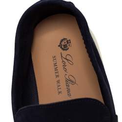 Pre Owned Loro Piana Navy Blue Suede Slip On Loafers Size 37.5