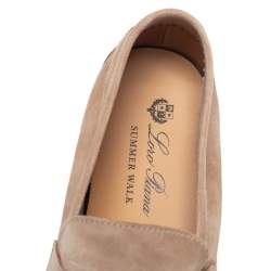 Pre Owned Loro Piana Beige Suede Summer Charms Walk Loafers Size 36.5