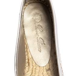 Pre Owned Loro Piana Gold Leather Summer Charms Flat Espadrilles Size 38
