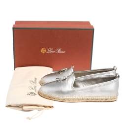 Pre Owned Loro Piana Gold Leather Summer Charms Flat Espadrilles Size 38