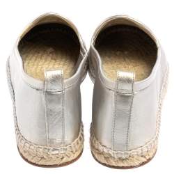 Pre Owned Loro Piana Gold Leather Summer Charms Flat Espadrilles Size 38