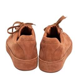 Pre Owned Loro Piana Tan Suede Low Top Nuages Sneakers Size 38.5