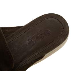 Pre Owned Loro Piana Green Suede Summer Charms Walk Mule Flats Size 41