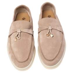 Pre Owned Loro Piana Beige Suede Summer Charms Walk Loafers Size 39