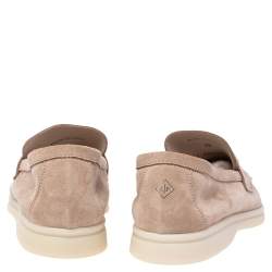 Pre Owned Loro Piana Beige Suede Summer Charms Walk Loafers Size 39