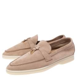 Pre Owned Loro Piana Beige Suede Summer Charms Walk Loafers Size 39