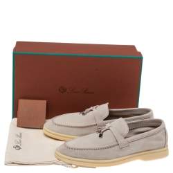 Pre Owned Loro Piana Off White Suede Summer Charms Walk Moccasin Size 36