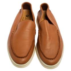 Pre Owned Loro Piana Tan Leather Summer Walk Loafers Size 39