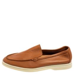 Pre Owned Loro Piana Tan Leather Summer Walk Loafers Size 39