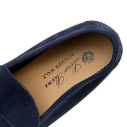 Pre Owned Loro Piana Navy Blue Suede Summer Charms Walk Slip On Loafers Size 38