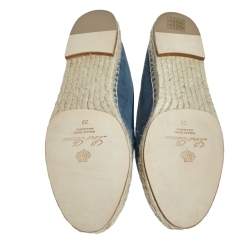 Pre Owned Loro Piana Blue Suede Summer Charms Walk Espadrille Flats Size 38