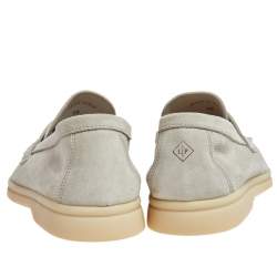 Pre Owned Loro Piana Grey Suede Summer Charms Walk Loafers Size 38
