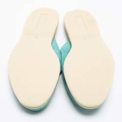 Pre Owned Loro Piana Torquise Blue Suede Babouche Charms Mules Size 39