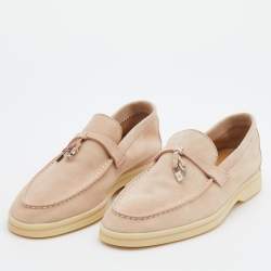 Pre Owned Loro Piana Beige Suede Summer Charms Walk Loafers Size 38