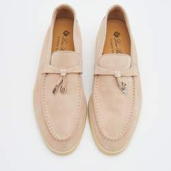 Pre Owned Loro Piana Beige Suede Summer Charms Walk Loafers Size 38