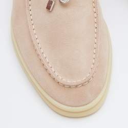 Pre Owned Loro Piana Beige Suede Summer Charms Walk Loafers Size 38