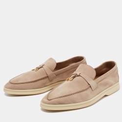 Pre Owned Loro Piana Beige Suede Summer Charms Walk Slip on Loafers Size 40