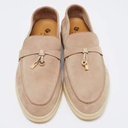 Pre Owned Loro Piana Beige Suede Summer Charms Walk Slip on Loafers Size 40