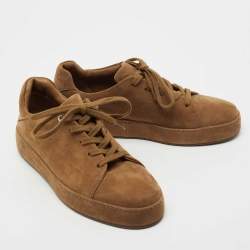 Pre Owned Loro Piana Brown Suede Nuages Low Top Sneakers Size 38.5