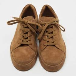 Pre Owned Loro Piana Brown Suede Nuages Low Top Sneakers Size 38.5