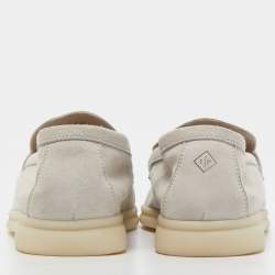 Pre Owned Loro Piana Grey Suede Summer Charms Loafers Size 38