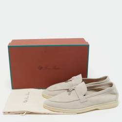 Pre Owned Loro Piana Grey Suede Summer Charms Loafers Size 38