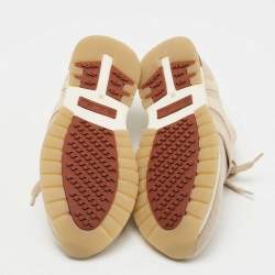 Pre Owned Loro Piana Beige Suede and Knit Fabric Flexy Wool Sneakers Size 36